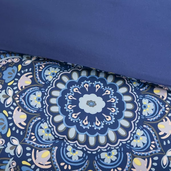 Comfort Spaces Bed in A Bag  Trendy Casual Design Cozy Comforter with Complete Sheet Set with Side Pocket All Season Cover Matching Shams Queen90quotx90quot Kate GreyPurple 9 PieceFloral Blue