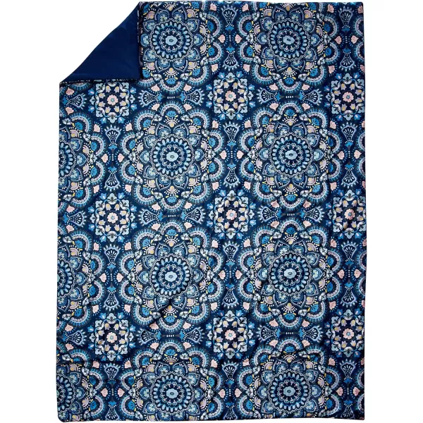 Comfort Spaces Bed in A Bag  Trendy Casual Design Cozy Comforter with Complete Sheet Set with Side Pocket All Season Cover Matching Shams Queen90quotx90quot Kate GreyPurple 9 PieceFloral Blue