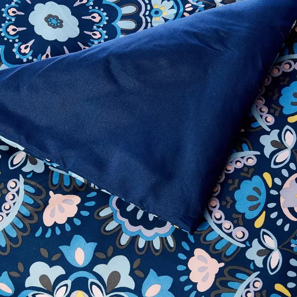 Comfort Spaces Bed in A Bag  Trendy Casual Design Cozy Comforter with Complete Sheet Set with Side Pocket All Season Cover Matching Shams Queen90quotx90quot Kate GreyPurple 9 PieceFloral Blue