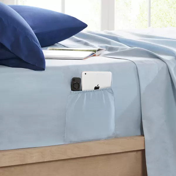 Comfort Spaces Bed in A Bag  Trendy Casual Design Cozy Comforter with Complete Sheet Set with Side Pocket All Season Cover Matching Shams Queen90quotx90quot Kate GreyPurple 9 PieceFloral Blue