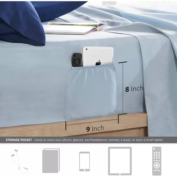 Comfort Spaces Bed in A Bag  Trendy Casual Design Cozy Comforter with Complete Sheet Set with Side Pocket All Season Cover Matching Shams Queen90quotx90quot Kate GreyPurple 9 PieceFloral Blue