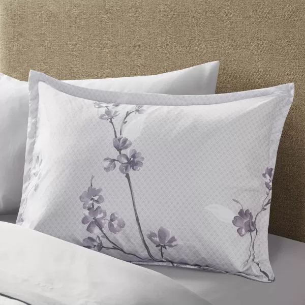 Comfort Spaces Bed in A Bag  Trendy Casual Design Cozy Comforter with Complete Sheet Set with Side Pocket All Season Cover Matching Shams Queen90quotx90quot Kate GreyPurple 9 PieceFloral Purple