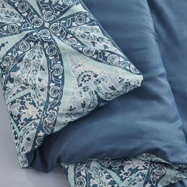 Comfort Spaces Bed in A Bag  Trendy Casual Design Cozy Comforter with Complete Sheet Set with Side Pocket All Season Cover Matching Shams Queen90quotx90quot Kate GreyPurple 9 PieceDamask Blue