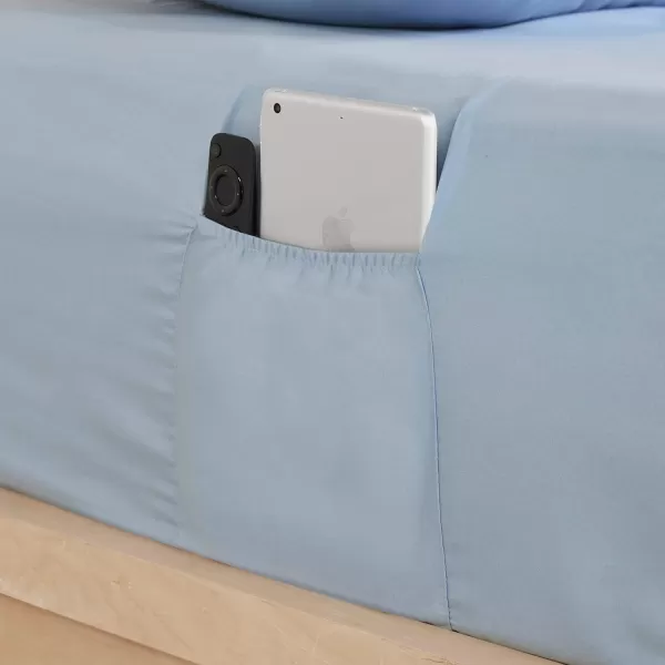 Comfort Spaces Bed in A Bag  Trendy Casual Design Cozy Comforter with Complete Sheet Set with Side Pocket All Season Cover Matching Shams Queen90quotx90quot Kate GreyPurple 9 PieceFloral Blue
