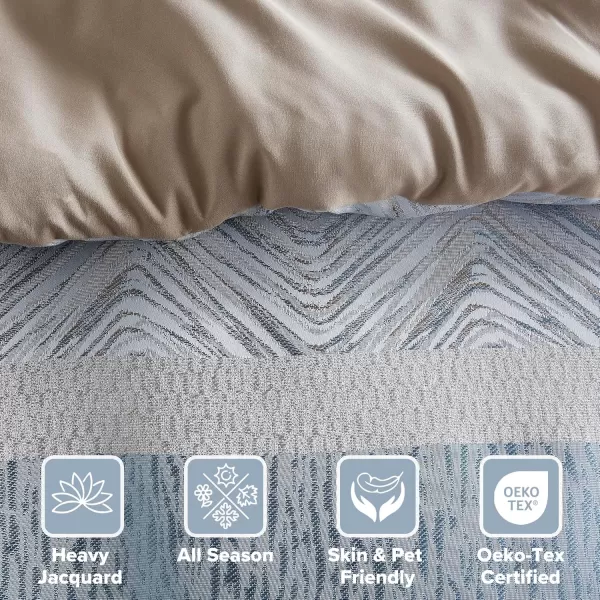 Comfort Spaces Blue Queen Comforter Set  7 Pieces Trendy Modern Jacquard Bedding Sets with Sheets Queen All Seasons SkinFriendly Lightweight ampamp Soft Microfiber Queen Bed Set Shams QueenBlue
