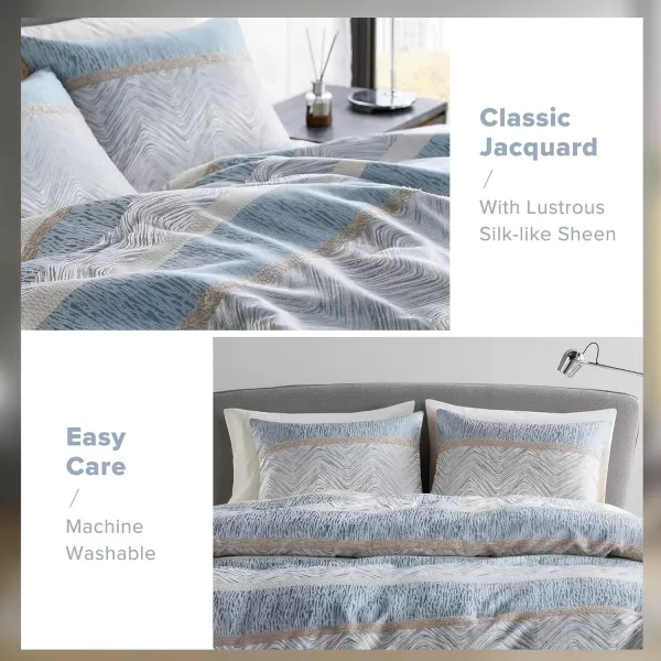 Comfort Spaces Blue Queen Comforter Set  7 Pieces Trendy Modern Jacquard Bedding Sets with Sheets Queen All Seasons SkinFriendly Lightweight ampamp Soft Microfiber Queen Bed Set Shams QueenBlue