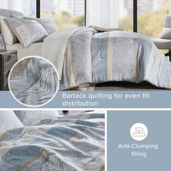 Comfort Spaces Blue Queen Comforter Set  7 Pieces Trendy Modern Jacquard Bedding Sets with Sheets Queen All Seasons SkinFriendly Lightweight ampamp Soft Microfiber Queen Bed Set Shams QueenBlue