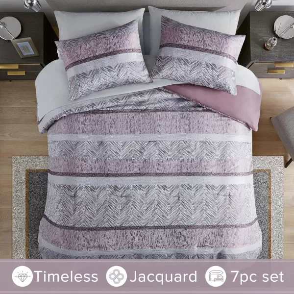 Comfort Spaces Blue Queen Comforter Set  7 Pieces Trendy Modern Jacquard Bedding Sets with Sheets Queen All Seasons SkinFriendly Lightweight ampamp Soft Microfiber Queen Bed Set Shams QueenPurple