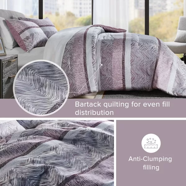 Comfort Spaces Blue Queen Comforter Set  7 Pieces Trendy Modern Jacquard Bedding Sets with Sheets Queen All Seasons SkinFriendly Lightweight ampamp Soft Microfiber Queen Bed Set Shams QueenPurple