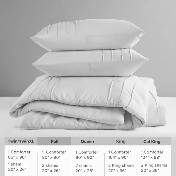 Comfort Spaces BlueGrey Full Size Comforter Set  3 Pieces Pintuck Pleated Bedding Sets Full All Season Lightweight Extra Softness PreWashed Microfiber Full Bed Set Shams FullSilver