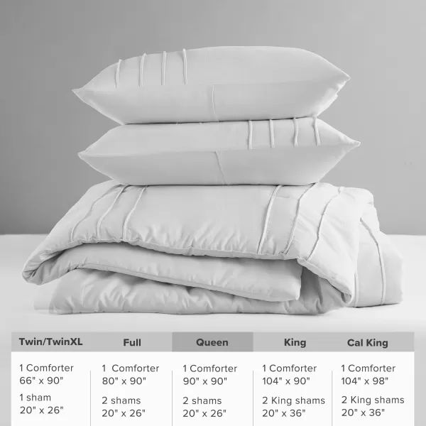 Comfort Spaces BlueGrey Full Size Comforter Set  3 Pieces Pintuck Pleated Bedding Sets Full All Season Lightweight Extra Softness PreWashed Microfiber Full Bed Set Shams FullSilver