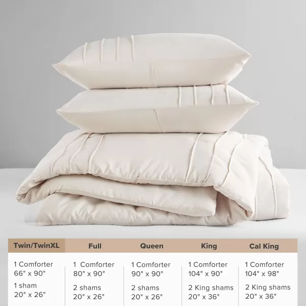 Comfort Spaces BlueGrey Full Size Comforter Set  3 Pieces Pintuck Pleated Bedding Sets Full All Season Lightweight Extra Softness PreWashed Microfiber Full Bed Set Shams FullNeutral