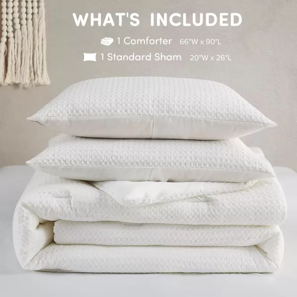 Comfort Spaces Burnt Orange Twin Comforter Set  2 Pieces Waffle Dobby Weave Texture Comforter Sets Modern Farmhouse Boho Comforter ampamp Sham All Season Microfiber Twin Bed Set TwinWhite