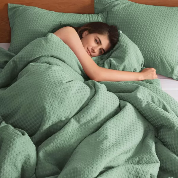 Comfort Spaces Burnt Orange Twin Comforter Set  2 Pieces Waffle Dobby Weave Texture Comforter Sets Modern Farmhouse Boho Comforter ampamp Sham All Season Microfiber Twin Bed Set TwinSage Green