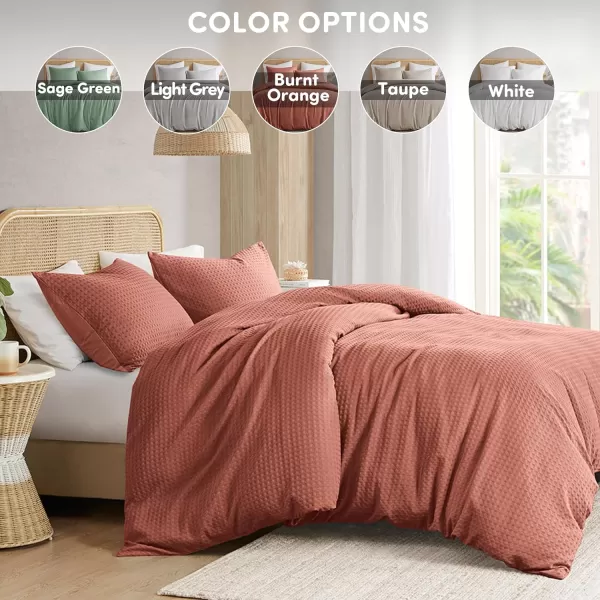 Comfort Spaces Burnt Orange Twin Comforter Set  2 Pieces Waffle Dobby Weave Texture Comforter Sets Modern Farmhouse Boho Comforter ampamp Sham All Season Microfiber Twin Bed Set TwinRed