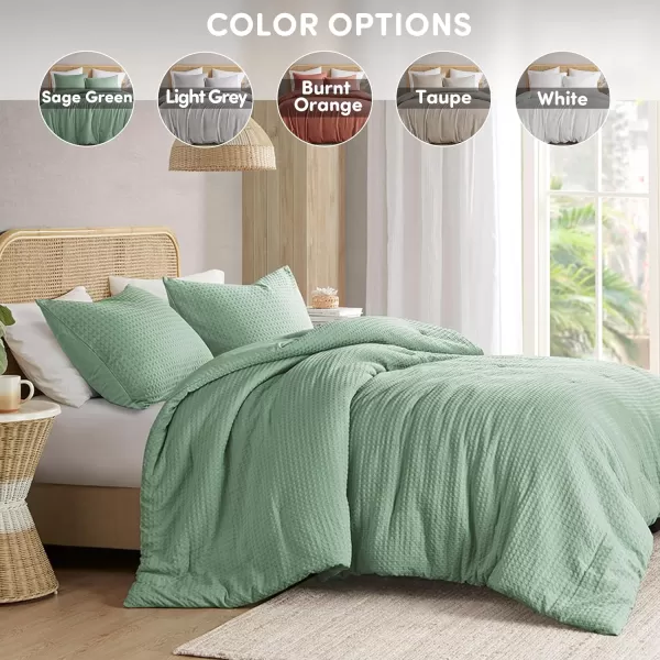 Comfort Spaces Burnt Orange Twin Comforter Set  2 Pieces Waffle Dobby Weave Texture Comforter Sets Modern Farmhouse Boho Comforter ampamp Sham All Season Microfiber Twin Bed Set TwinSage Green