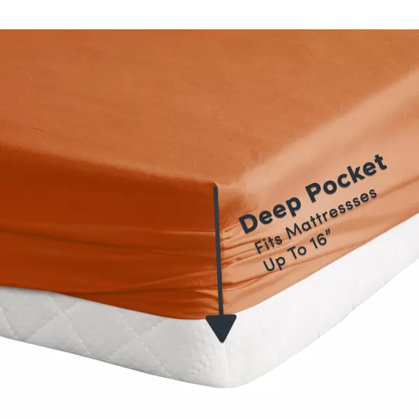 Comfort Spaces CS200118 Microfiber Set 14quot Deep Pocket Wrinkle Resistant All Around ElasticYearRound Cozy Bedding Sheet6 pcs Matching Pillow Cases Queen AquaOrange