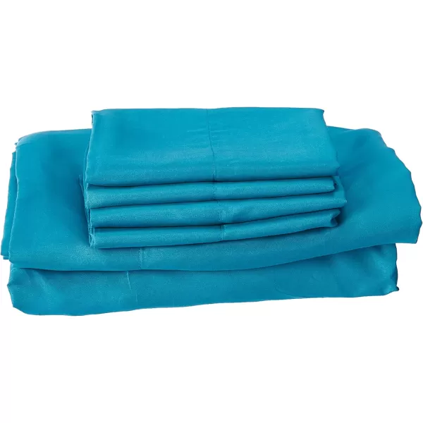 Comfort Spaces CS200118 Microfiber Set 14quot Deep Pocket Wrinkle Resistant All Around ElasticYearRound Cozy Bedding Sheet6 pcs Matching Pillow Cases Queen AquaTeal