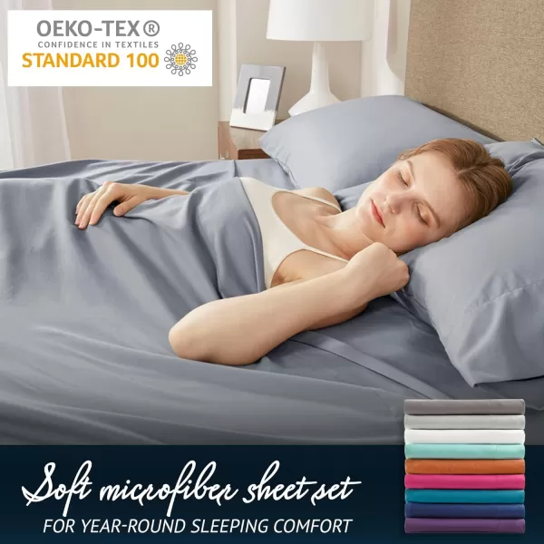 Comfort Spaces CS200118 Microfiber Set 14quot Deep Pocket Wrinkle Resistant All Around ElasticYearRound Cozy Bedding Sheet6 pcs Matching Pillow Cases Queen AquaOrange