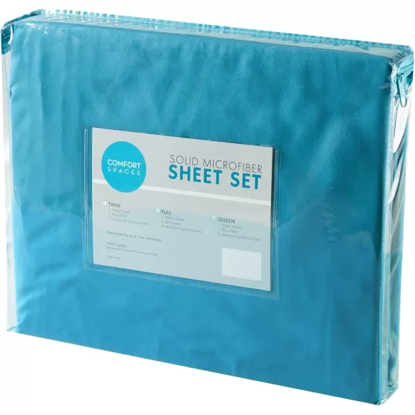 Comfort Spaces CS200118 Microfiber Set 14quot Deep Pocket Wrinkle Resistant All Around ElasticYearRound Cozy Bedding Sheet6 pcs Matching Pillow Cases Queen AquaTeal