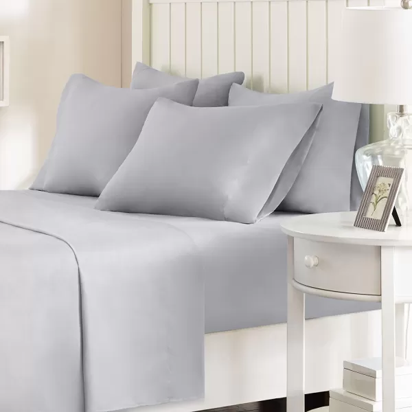 Comfort Spaces CS200118 Microfiber Set 14quot Deep Pocket Wrinkle Resistant All Around ElasticYearRound Cozy Bedding Sheet6 pcs Matching Pillow Cases Queen AquaLight Gray