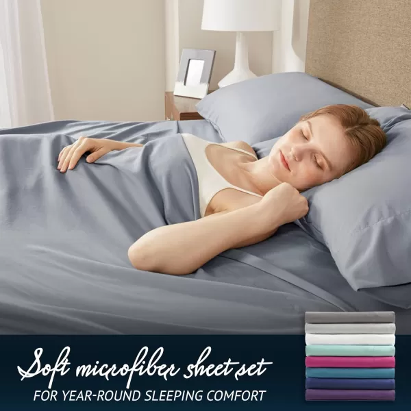 Comfort Spaces CS200118 Microfiber Set 14quot Deep Pocket Wrinkle Resistant All Around ElasticYearRound Cozy Bedding Sheet6 pcs Matching Pillow Cases Queen AquaTeal