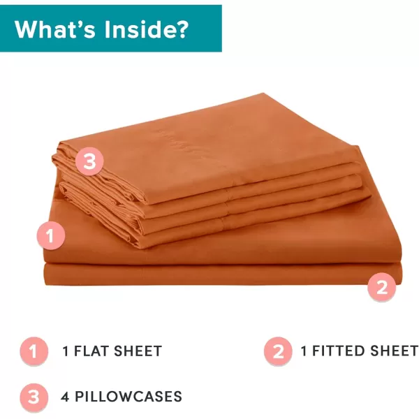 Comfort Spaces CS200118 Microfiber Set 14quot Deep Pocket Wrinkle Resistant All Around ElasticYearRound Cozy Bedding Sheet6 pcs Matching Pillow Cases Queen AquaOrange