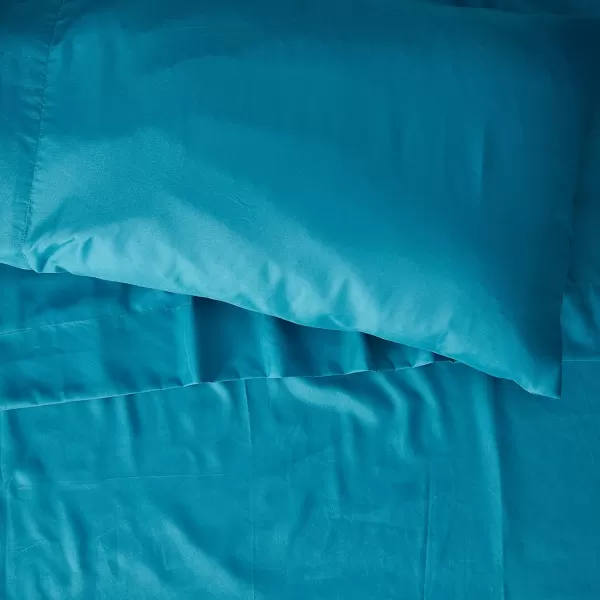 Comfort Spaces CS200118 Microfiber Set 14quot Deep Pocket Wrinkle Resistant All Around ElasticYearRound Cozy Bedding Sheet6 pcs Matching Pillow Cases Queen AquaTeal