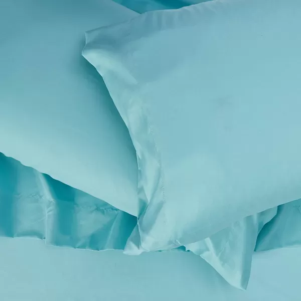 Comfort Spaces CS200118 Microfiber Set 14quot Deep Pocket Wrinkle Resistant All Around ElasticYearRound Cozy Bedding Sheet6 pcs Matching Pillow Cases Queen AquaAqua