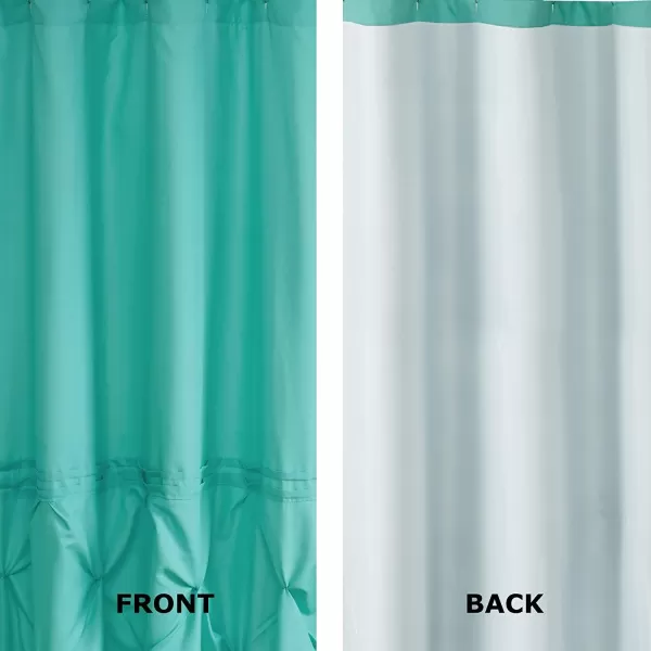 Comfort Spaces CS700099 Cavoy Bathroom Pintuck Shower Tufted Ruffle Pattern Modern Elegant Microfiber Fabric Bath Curtains 72quotx72quot IvoryAqua