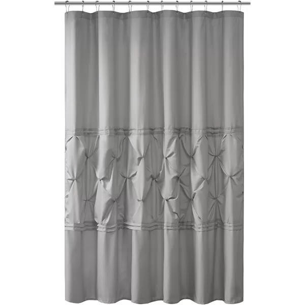Comfort Spaces CS700099 Cavoy Bathroom Pintuck Shower Tufted Ruffle Pattern Modern Elegant Microfiber Fabric Bath Curtains 72quotx72quot IvoryGrey