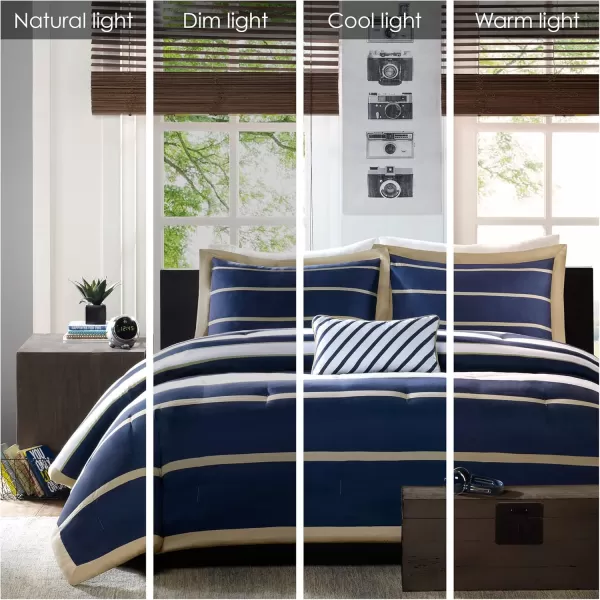 Comfort Spaces Casual Comforter Set Sporty Design Vibrant Color Active Lifestyle Boys Bedroom Dcor All Season Soft Microfiber Bedding Set Decorative Pillow Sham BlackRed Queen 4 PieceBlueWhite