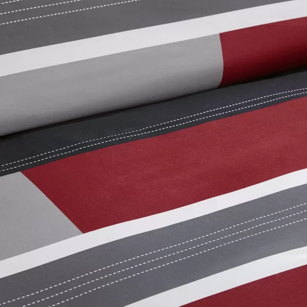 Comfort Spaces Casual Comforter Set Sporty Design Vibrant Color Active Lifestyle Boys Bedroom Dcor All Season Soft Microfiber Bedding Set Decorative Pillow Sham BlackRed Queen 4 PieceStripe BlackRed