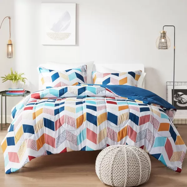 Comfort Spaces Casual Comforter Set Sporty Design Vibrant Color Active Lifestyle Boys Bedroom Dcor All Season Soft Microfiber Bedding Set Decorative Pillow Sham BlackRed Queen 4 PieceMultiAqua
