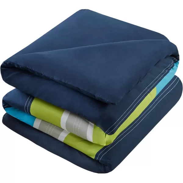 Comfort Spaces Casual Comforter Set Sporty Design Vibrant Color Active Lifestyle Boys Bedroom Dcor All Season Soft Microfiber Bedding Set Decorative Pillow Sham BlackRed Queen 4 PieceStripe NavyBlue