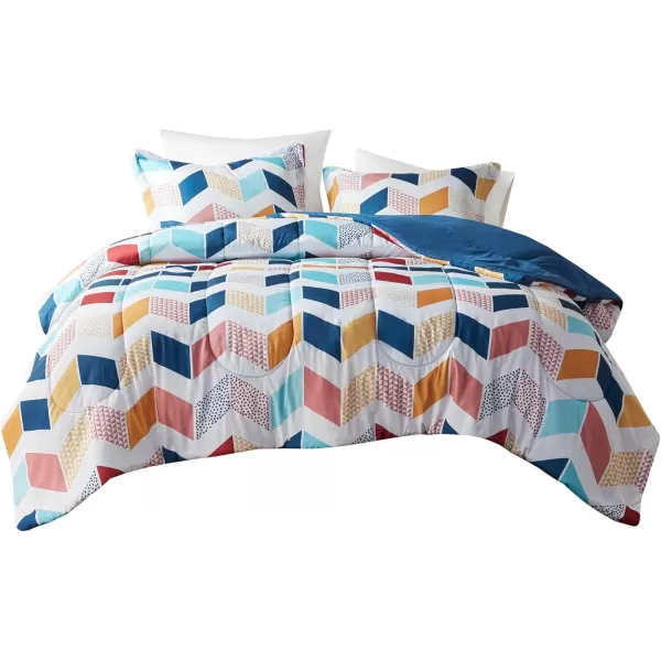 Comfort Spaces Casual Comforter Set Sporty Design Vibrant Color Active Lifestyle Boys Bedroom Dcor All Season Soft Microfiber Bedding Set Decorative Pillow Sham BlackRed Queen 4 PieceMultiAqua
