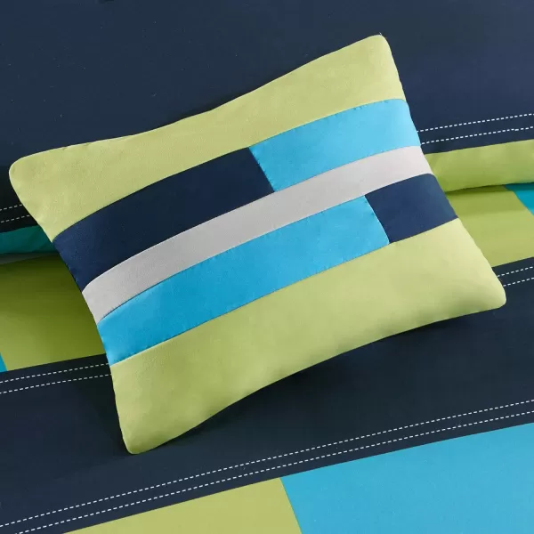 Comfort Spaces Casual Comforter Set Sporty Design Vibrant Color Active Lifestyle Boys Bedroom Dcor All Season Soft Microfiber Bedding Set Decorative Pillow Sham BlackRed Queen 4 PieceStripe NavyBlue