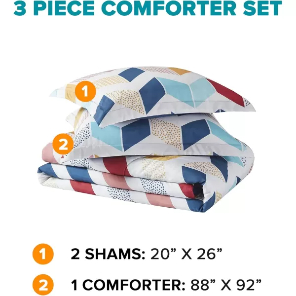 Comfort Spaces Casual Comforter Set Sporty Design Vibrant Color Active Lifestyle Boys Bedroom Dcor All Season Soft Microfiber Bedding Set Decorative Pillow Sham BlackRed Queen 4 PieceMultiAqua