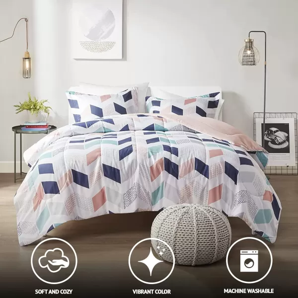 Comfort Spaces Casual Comforter Set Sporty Design Vibrant Color Active Lifestyle Boys Bedroom Dcor All Season Soft Microfiber Bedding Set Decorative Pillow Sham BlackRed Queen 4 PieceMultiBlush