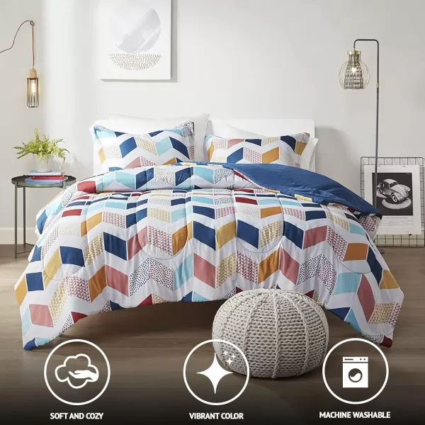 Comfort Spaces Casual Comforter Set Sporty Design Vibrant Color Active Lifestyle Boys Bedroom Dcor All Season Soft Microfiber Bedding Set Decorative Pillow Sham BlackRed Queen 4 PieceMultiAqua