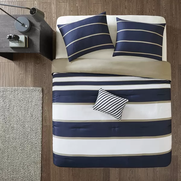 Comfort Spaces Casual Comforter Set Sporty Design Vibrant Color Active Lifestyle Boys Bedroom Dcor All Season Soft Microfiber Bedding Set Decorative Pillow Sham BlackRed Queen 4 PieceBlueWhite