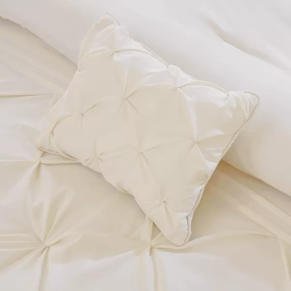 Comfort Spaces Cavoy 5 Piece Comforter Set Ultra Soft Hypoallergenic Microfiber Tufted Pattern Bedding Queen Ivory