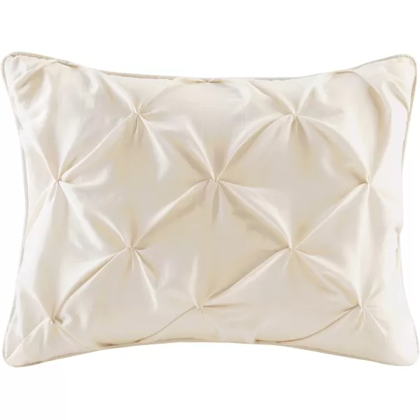 Comfort Spaces Cavoy 5 Piece Comforter Set Ultra Soft Hypoallergenic Microfiber Tufted Pattern Bedding Queen Ivory