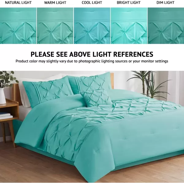 Comfort Spaces Cavoy Comforter Set  Luxe Diamond Tufting All Season Bedding Matching Bed Skirt Decorative Pillows Queen Faux Silk Aqua 5 PieceCavoy Aqua