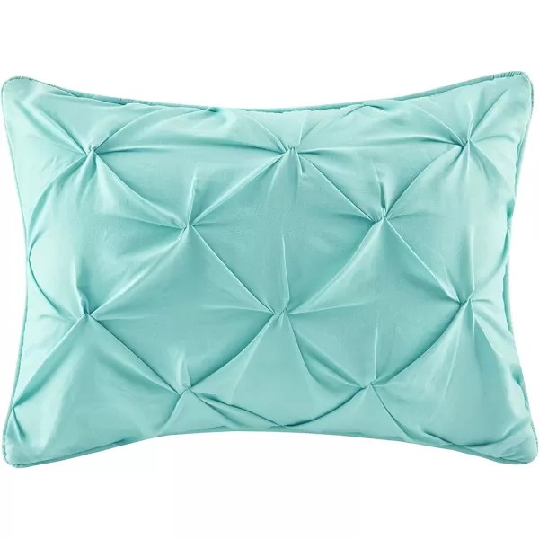 Comfort Spaces Cavoy Comforter Set  Luxe Diamond Tufting All Season Bedding Matching Bed Skirt Decorative Pillows Queen Faux Silk Aqua 5 PieceCavoy Aqua