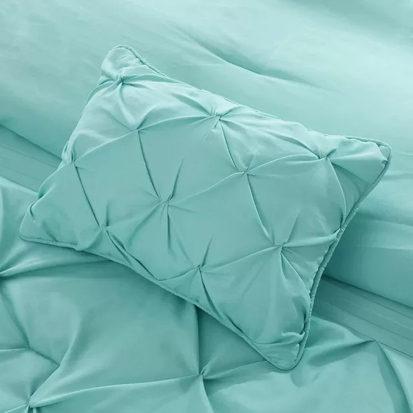 Comfort Spaces Cavoy Comforter Set  Luxe Diamond Tufting All Season Bedding Matching Bed Skirt Decorative Pillows Queen Faux Silk Aqua 5 PieceCavoy Aqua
