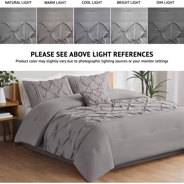 Comfort Spaces Cavoy Comforter Set  Luxe Diamond Tufting All Season Bedding Matching Bed Skirt Decorative Pillows Queen Faux Silk Aqua 5 PieceCavoy Grey