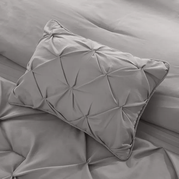 Comfort Spaces Cavoy Comforter Set  Luxe Diamond Tufting All Season Bedding Matching Bed Skirt Decorative Pillows Queen Faux Silk Aqua 5 PieceCavoy Grey