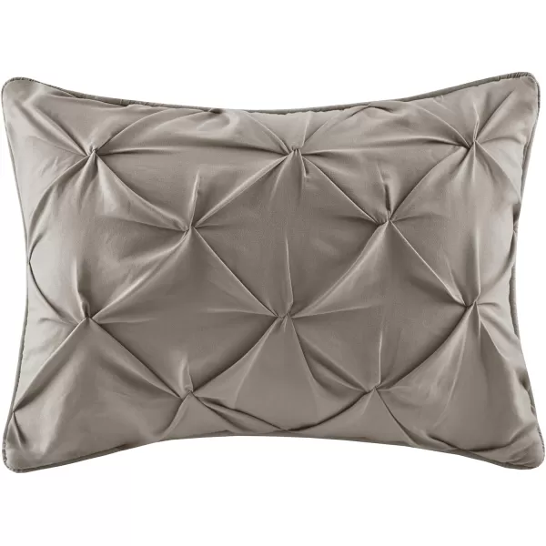 Comfort Spaces Cavoy Comforter Set  Luxe Diamond Tufting All Season Bedding Matching Bed Skirt Decorative Pillows Queen Faux Silk Aqua 5 PieceCavoy Taupe