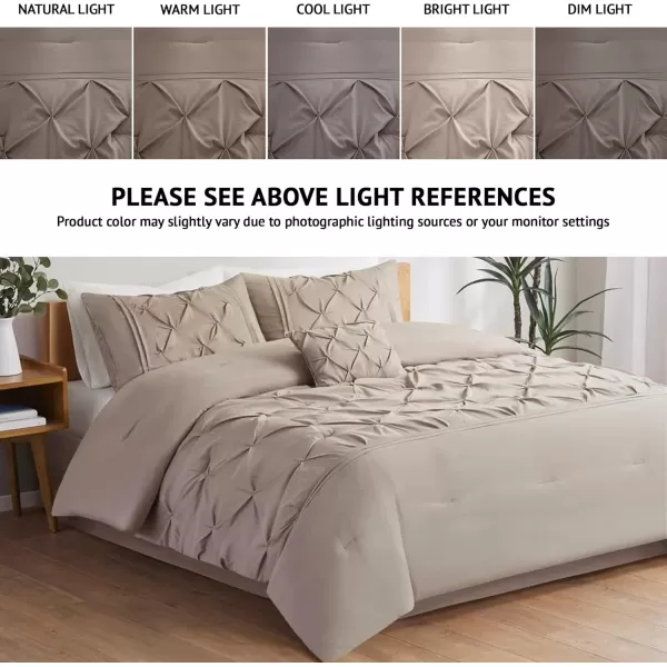 Comfort Spaces Cavoy Comforter Set  Luxe Diamond Tufting All Season Bedding Matching Bed Skirt Decorative Pillows Queen Faux Silk Aqua 5 PieceCavoy Taupe